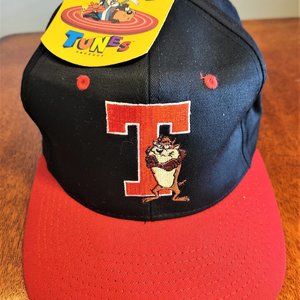 Vintage 90s TASMANIAN DEVIL HAT deadstock NOS NWT 1992 Blue/red, Snapback